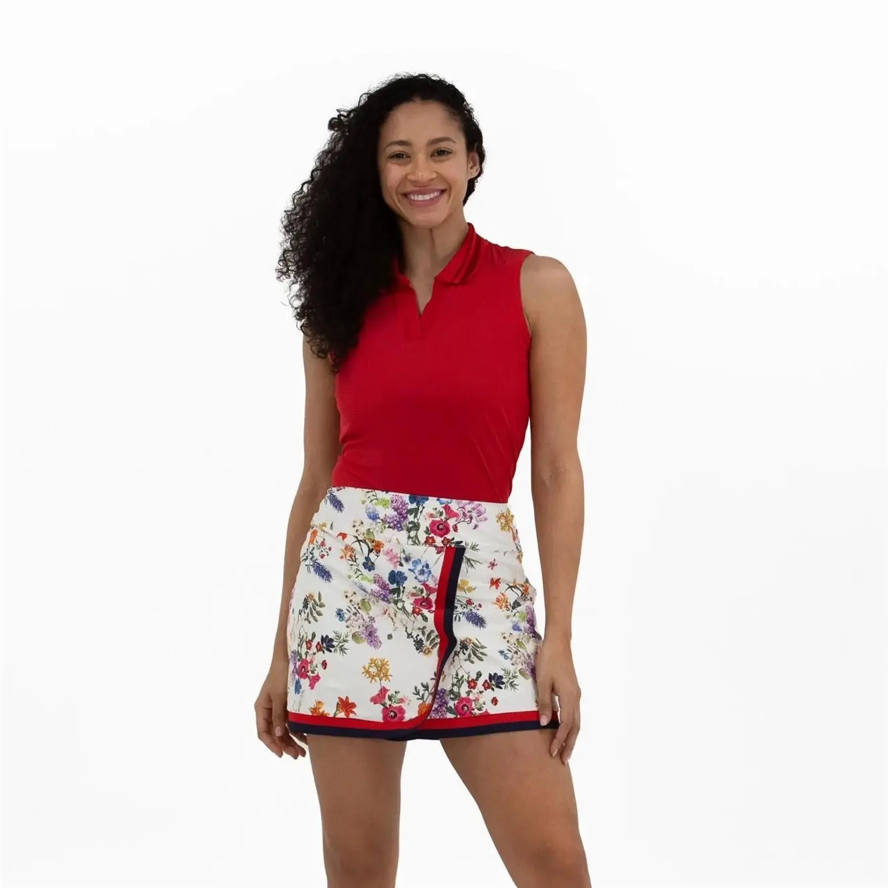 Faux Wrap Skirt White Multi Floral