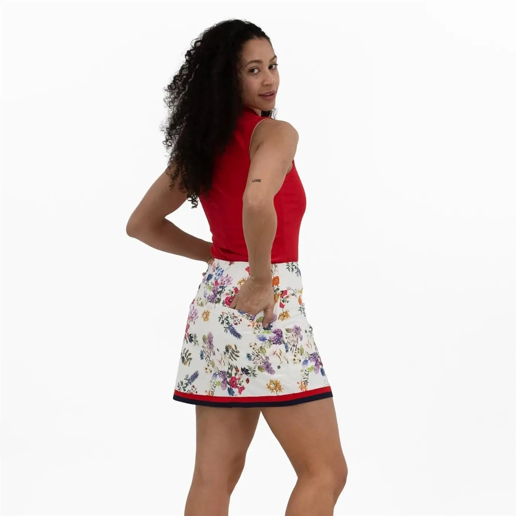 Faux Wrap Skirt White Multi Floral