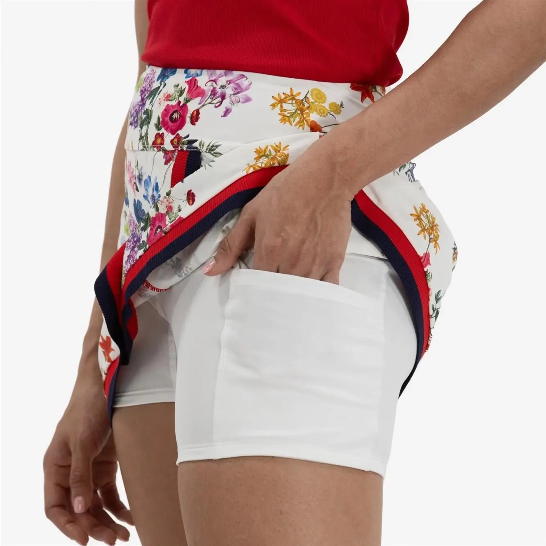 Faux Wrap Skirt White Multi Floral