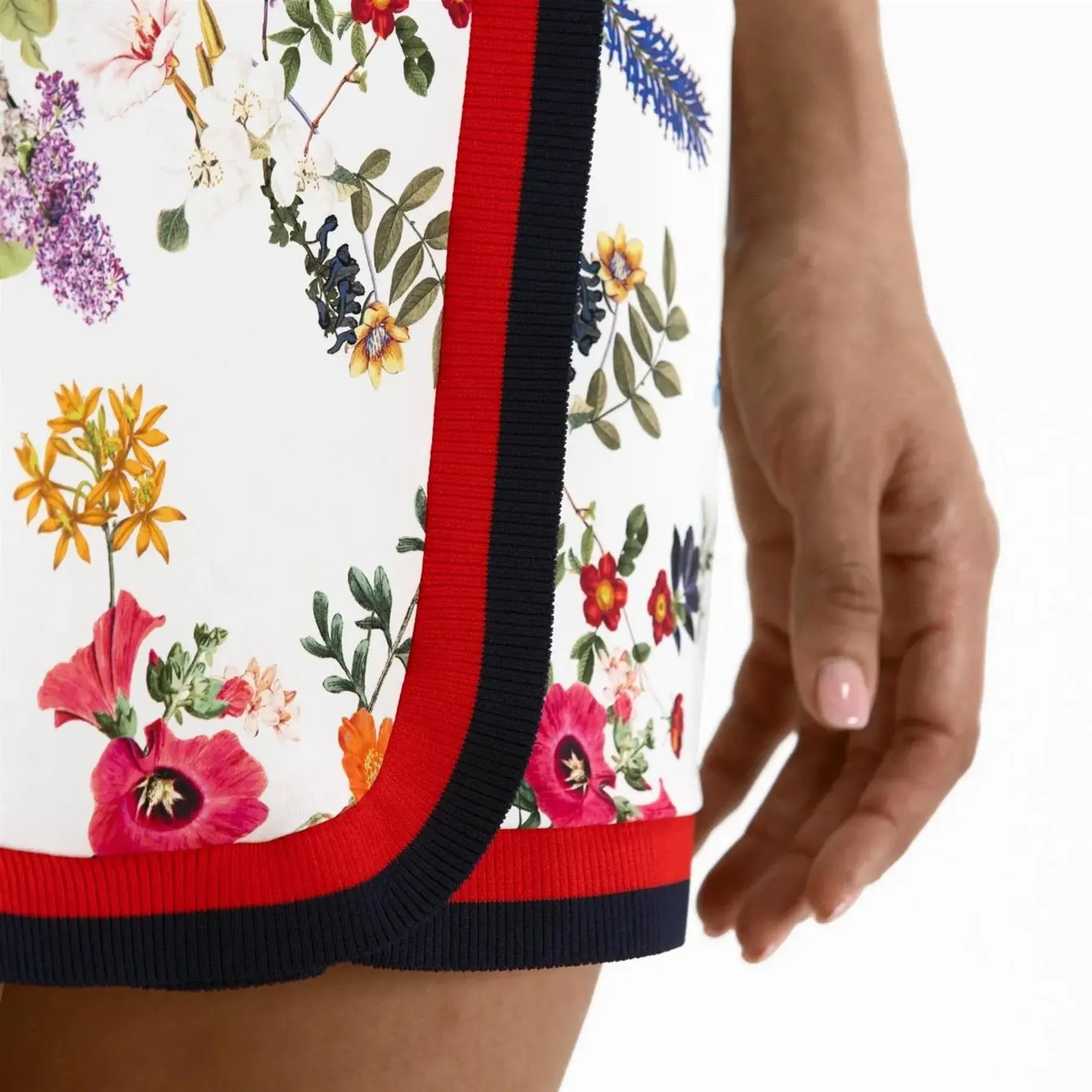 Faux Wrap Skirt White Multi Floral