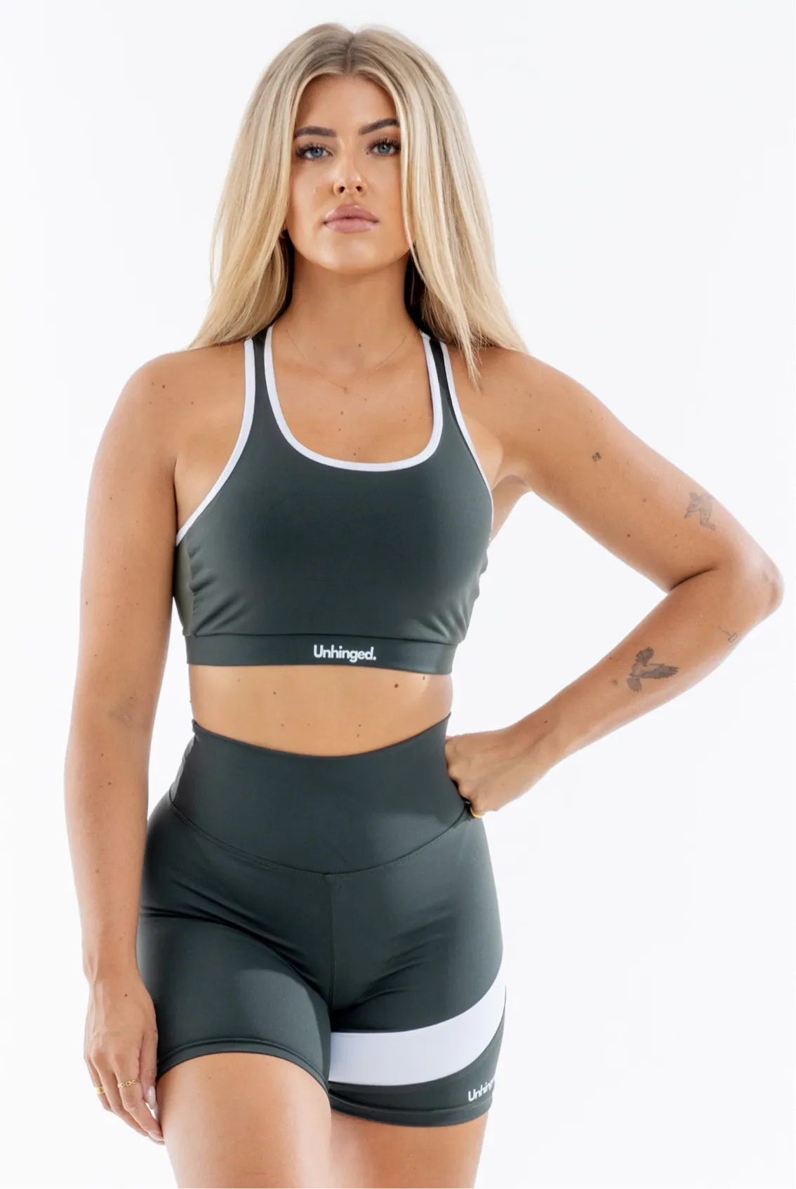 Fay Racerback Mesh Crop Top: Olive