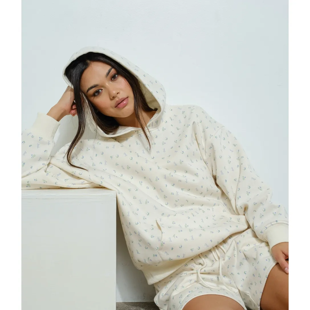 Floral Bow Print Hoodie