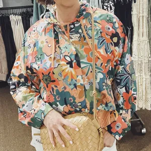 Floral Print Windbreaker Jacket - Coral Mix
