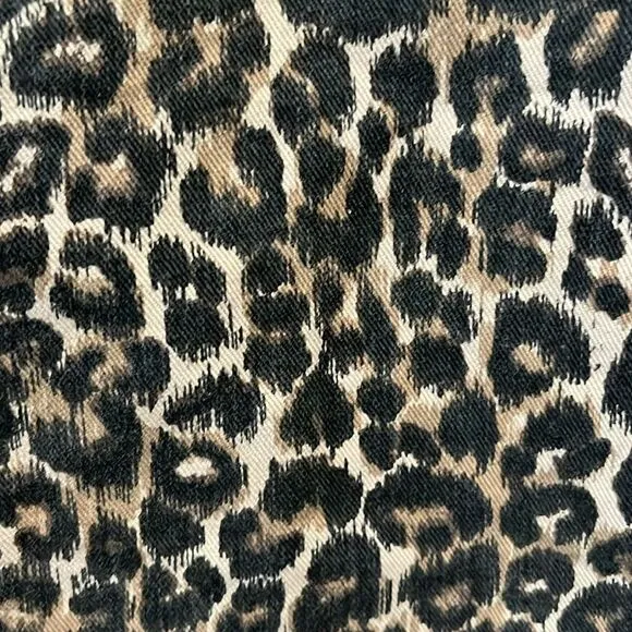 FREE PEOPLE Leopard Print Cropped, Raw Hem Denim Jacket, Size S