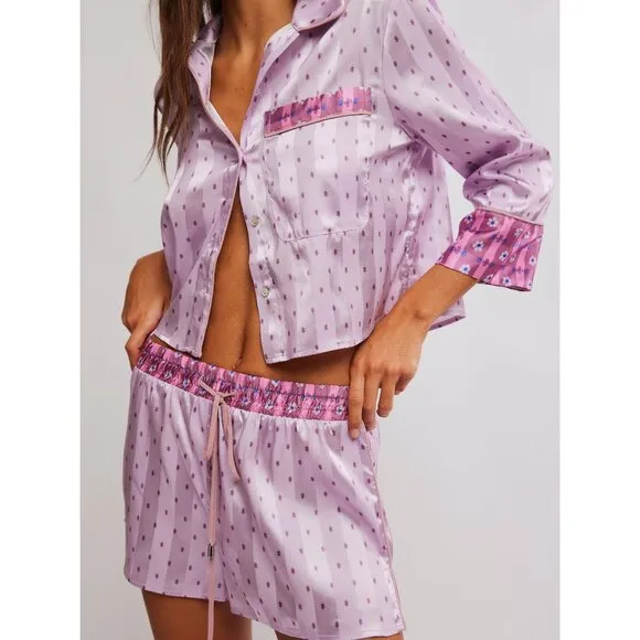 FREE PEOPLE Pillow Talk PJ Set / Lilac Combo