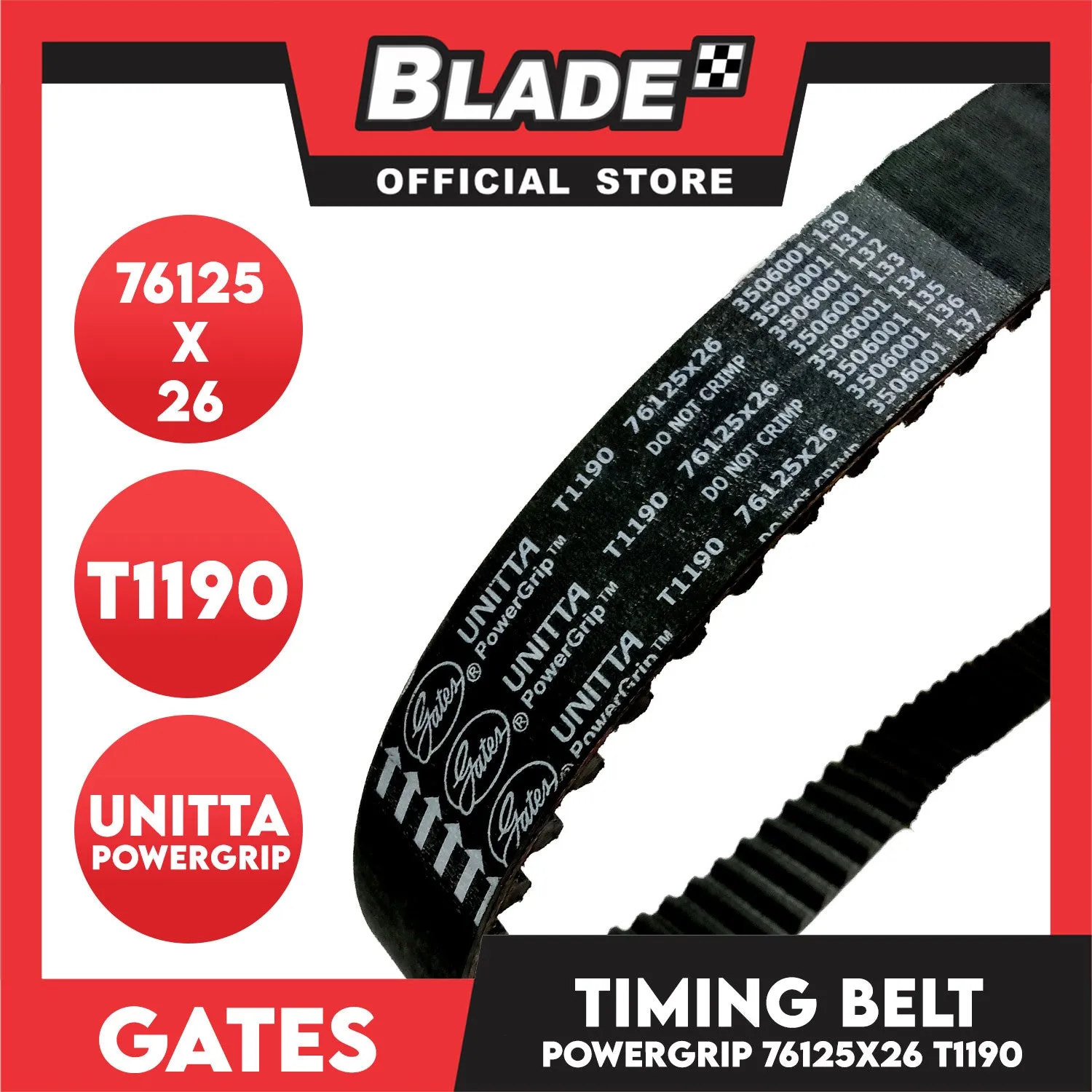 Gates Automotive PowerGrip Timing Fan Belt T1190 For Honda