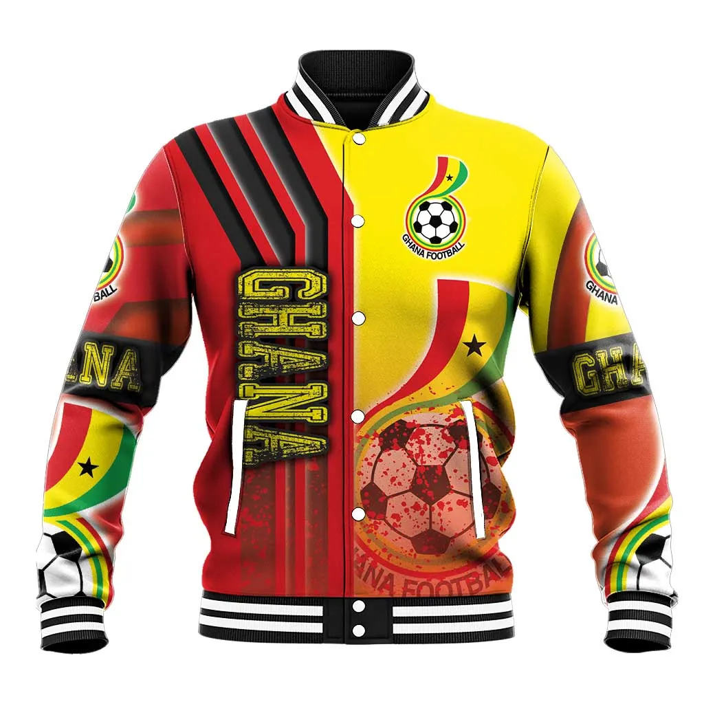Ghana Soccer Baseball Jacket Black Stars Football - Road To Champion DT03