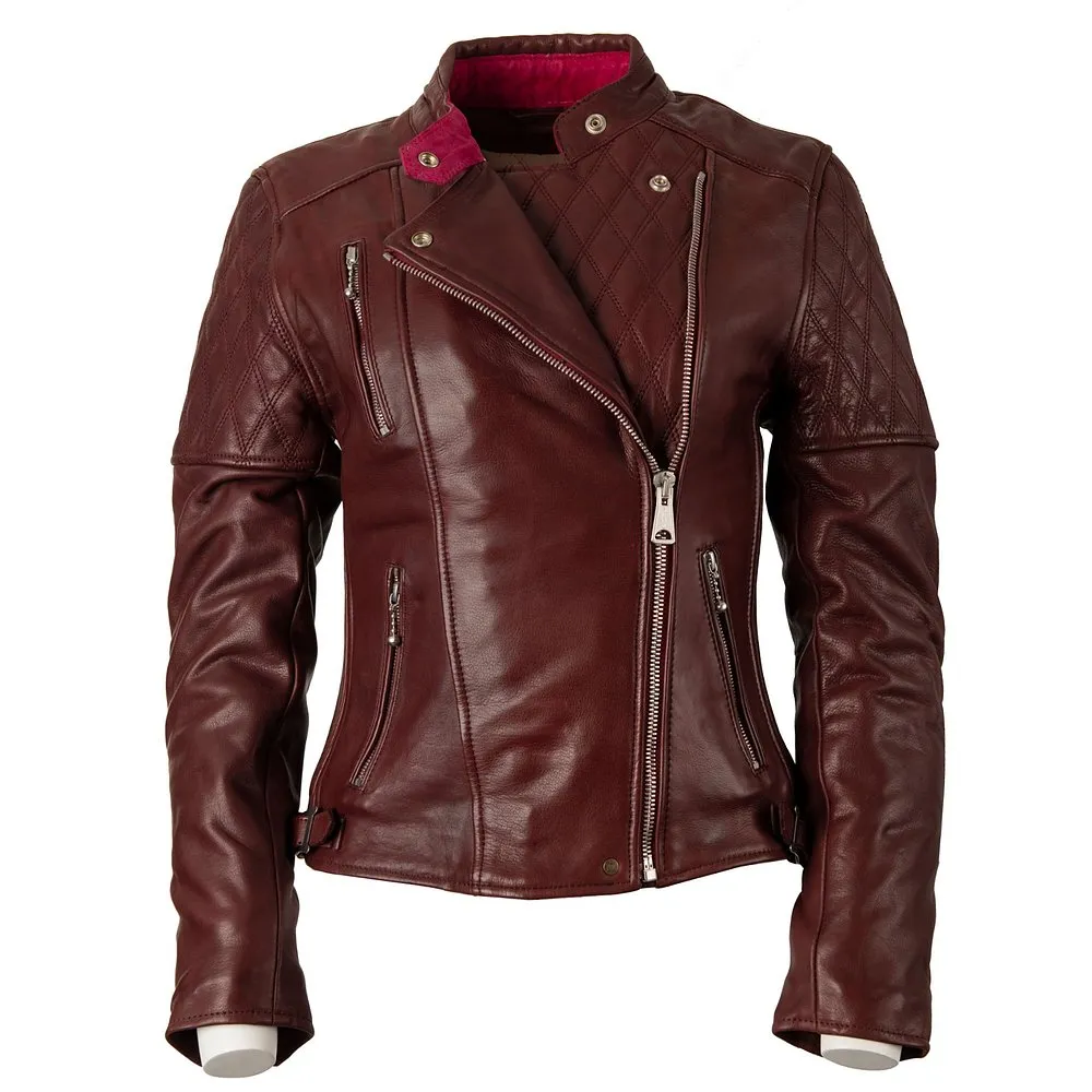 GOLDTOP LADIES BOBBER JACKET (CE ARMOURED) - BURGUNDY - SIZE 10 - LAST ONE!