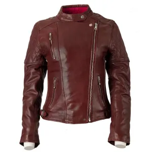 GOLDTOP LADIES BOBBER JACKET (CE ARMOURED) - BURGUNDY - SIZE 10 - LAST ONE!