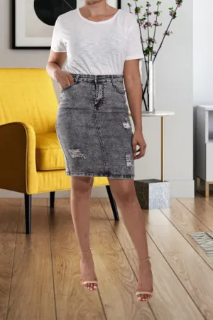 Grey Denim Skirt