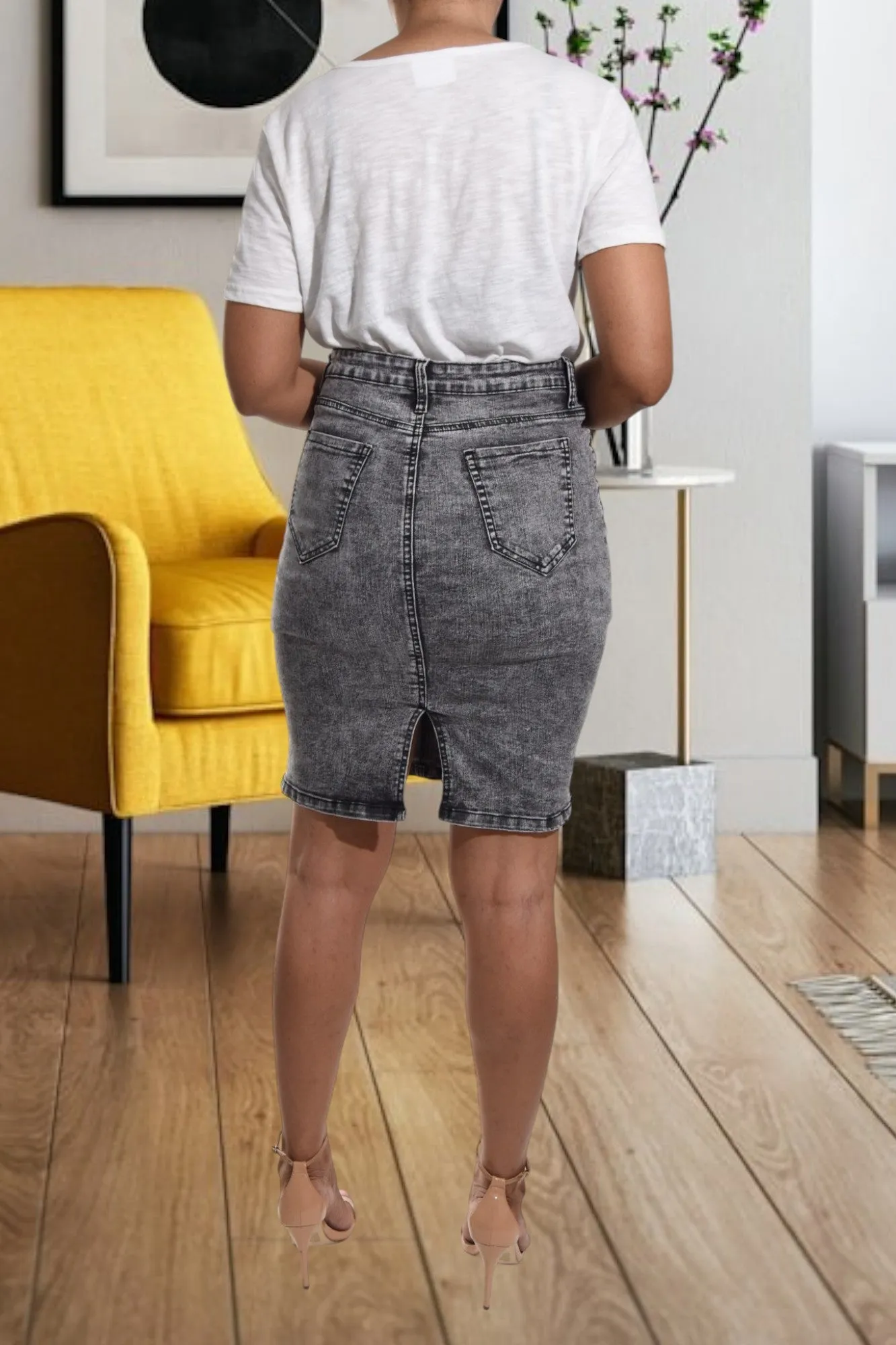 Grey Denim Skirt
