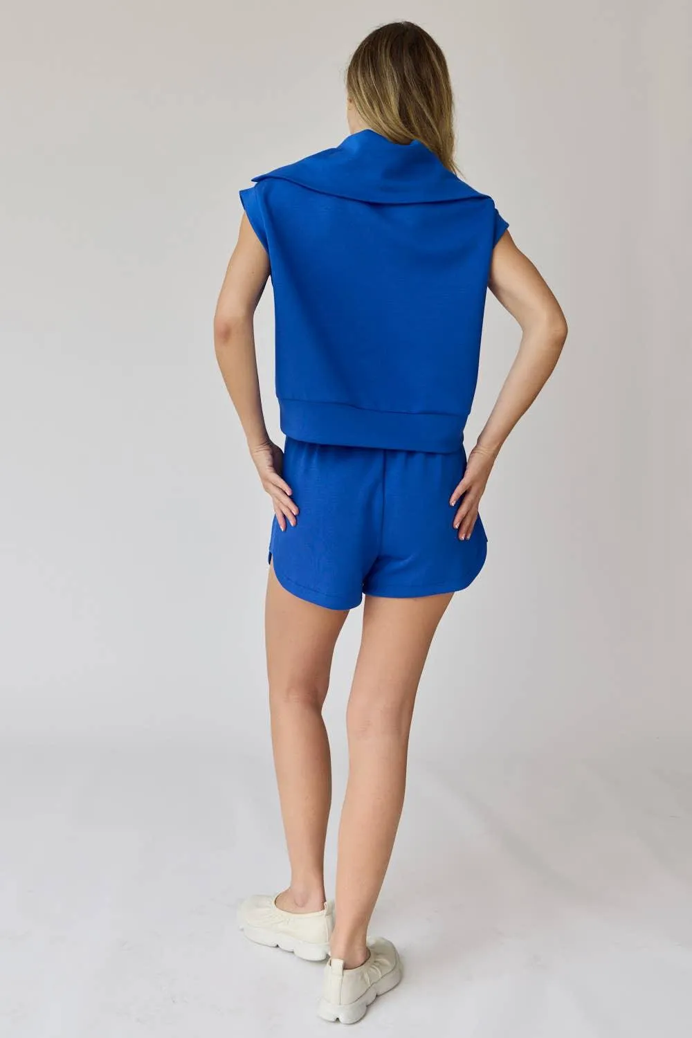 Half Zip two piece shorts Set