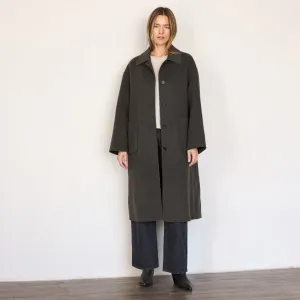 Handmade Wool Maxi Coat in Charcoal Brown