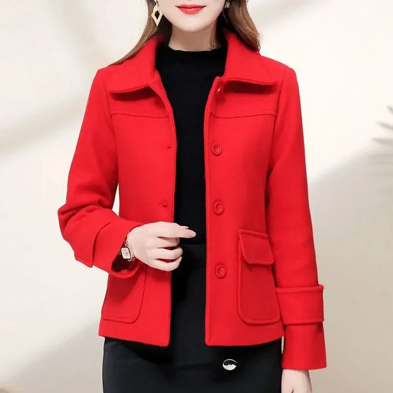 Henriette™ | Single-breasted Turn-down Collar Short Coat