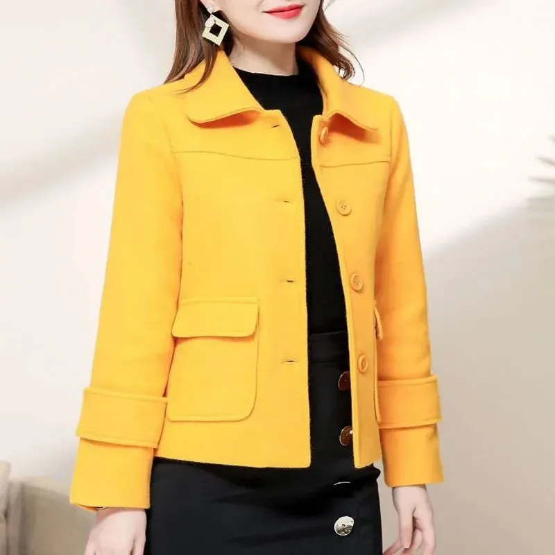 Henriette™ | Single-breasted Turn-down Collar Short Coat