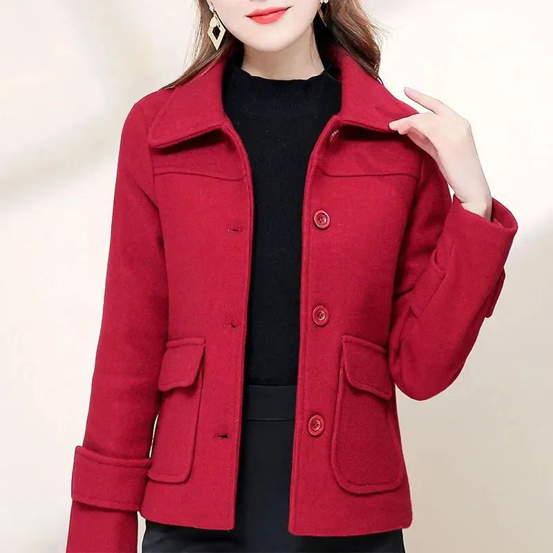 Henriette™ | Single-breasted Turn-down Collar Short Coat