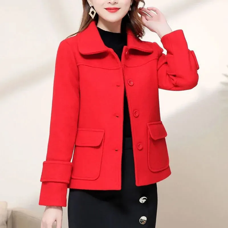 Henriette™ | Single-breasted Turn-down Collar Short Coat