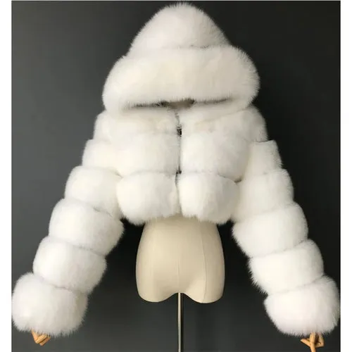 High Quality Furry Cropped Faux Fur Coats and Jackets Women Fluffy Top