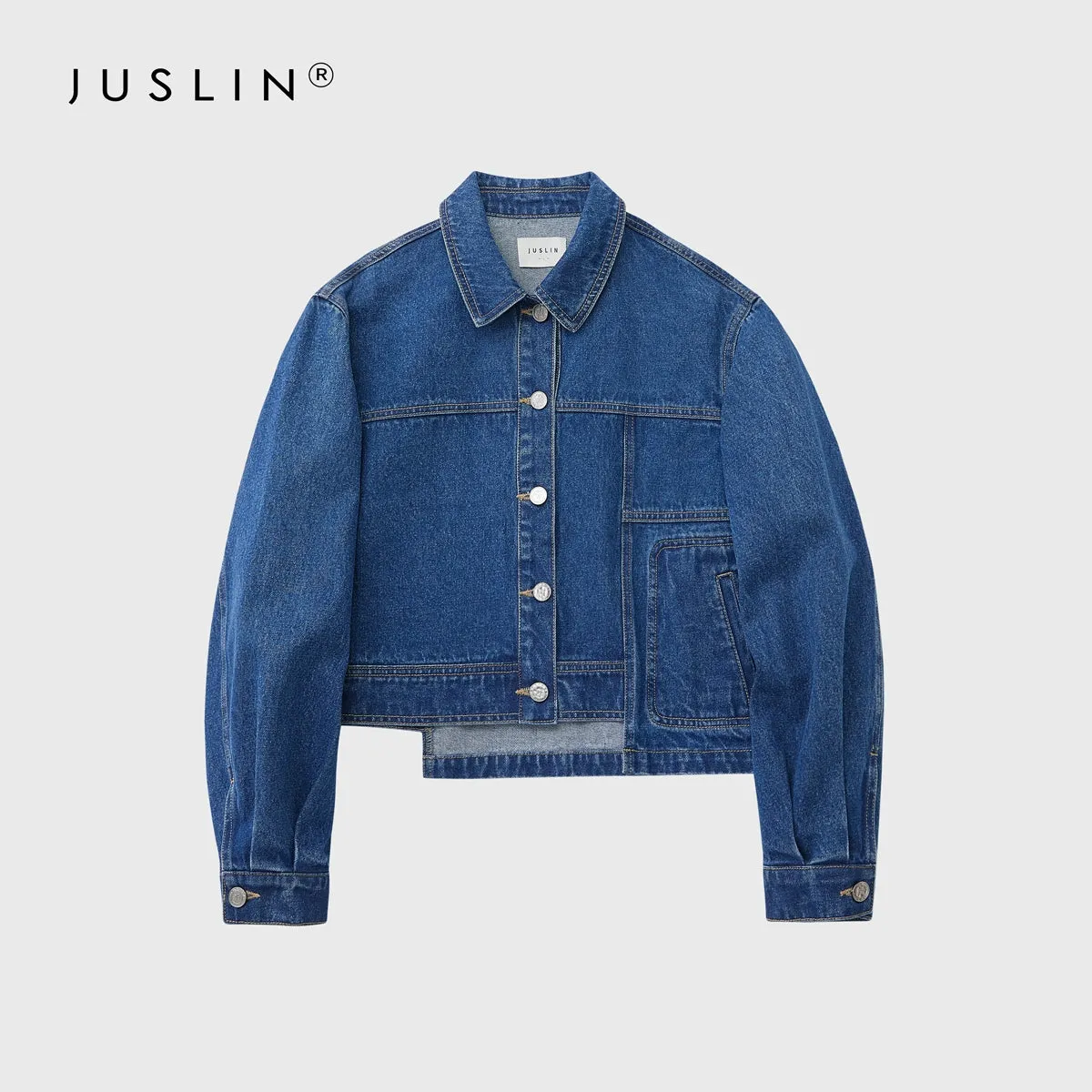 High Waist Asymmetric Denim Jacket