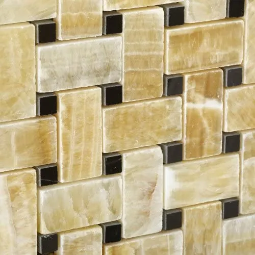 Honey Onyx Basketweave Black Dots (SAMPLE) Polished