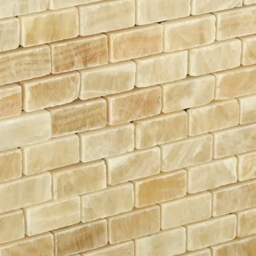 Honey Onyx Mini Brick Mosaic Tile, Polished - 6" X 6" Sample