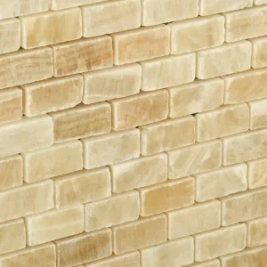 Honey Onyx Mini Brick Mosaic Tile, Polished - 6" X 6" Sample
