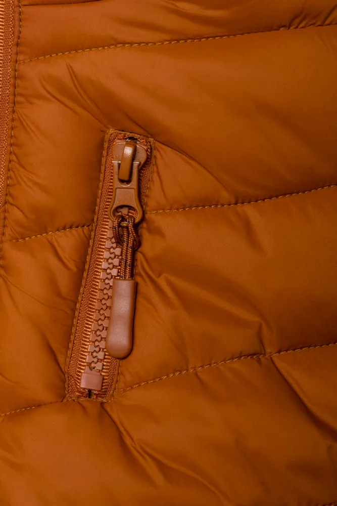 Hooded Puffer Jacket Rust