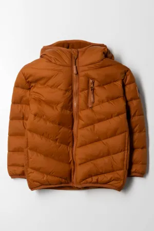 Hooded Puffer Jacket Rust