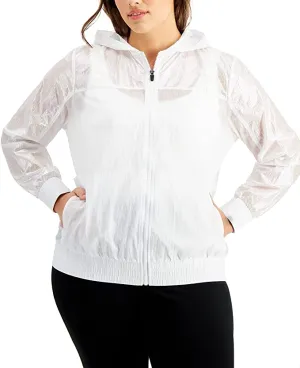 Ideology Plus Size Iridescent Full Zip Jacket White 2X