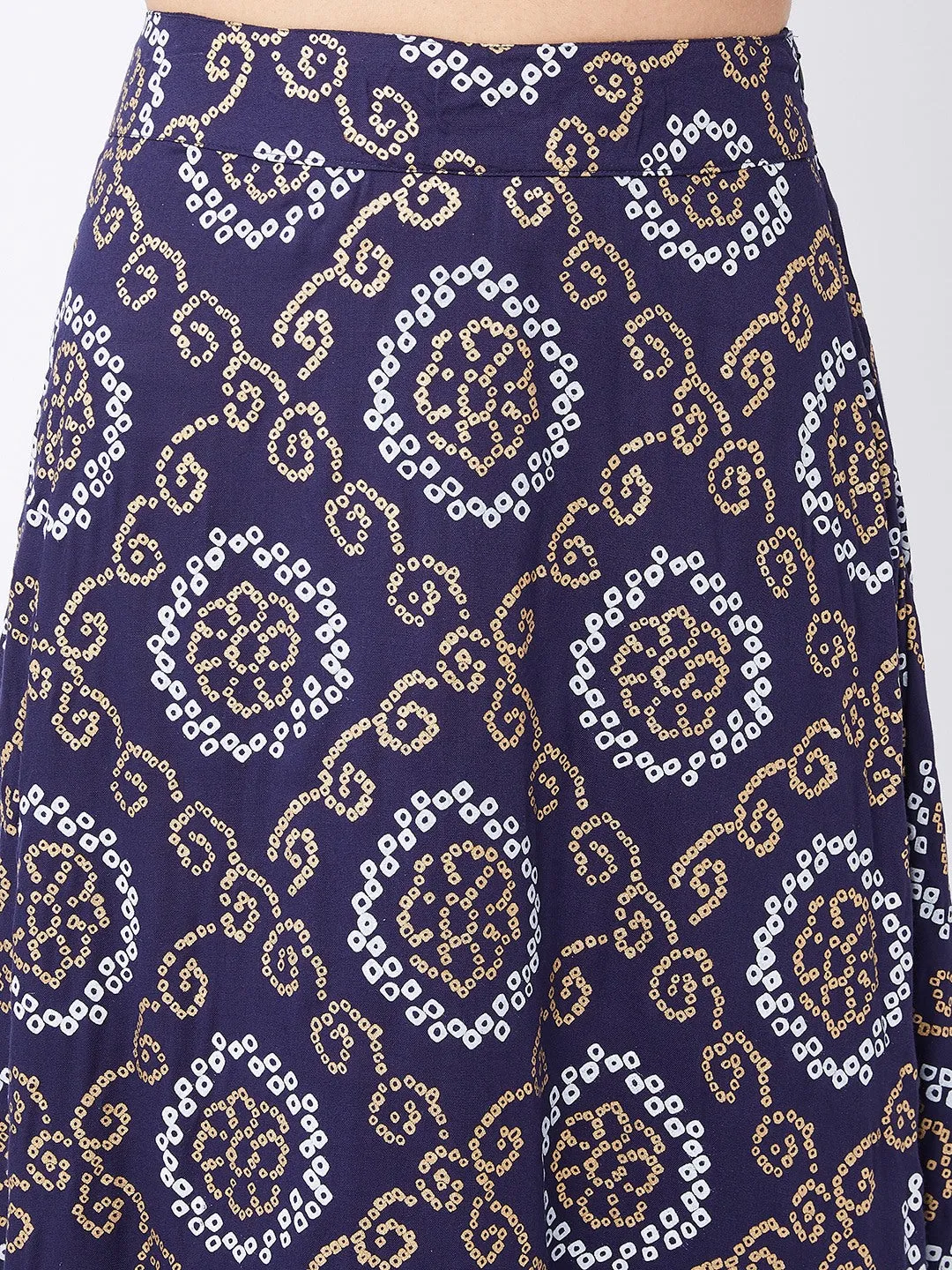 Indigo Gold Bandhani Skirt