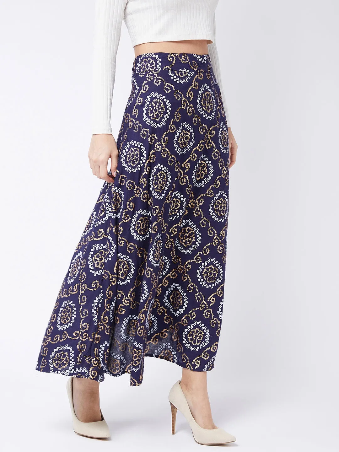 Indigo Gold Bandhani Skirt