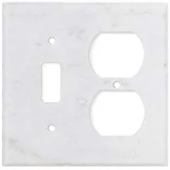 Italian Carrara White Marble Switch Plate Cover, Polished (TOGGLE DUPLEX)