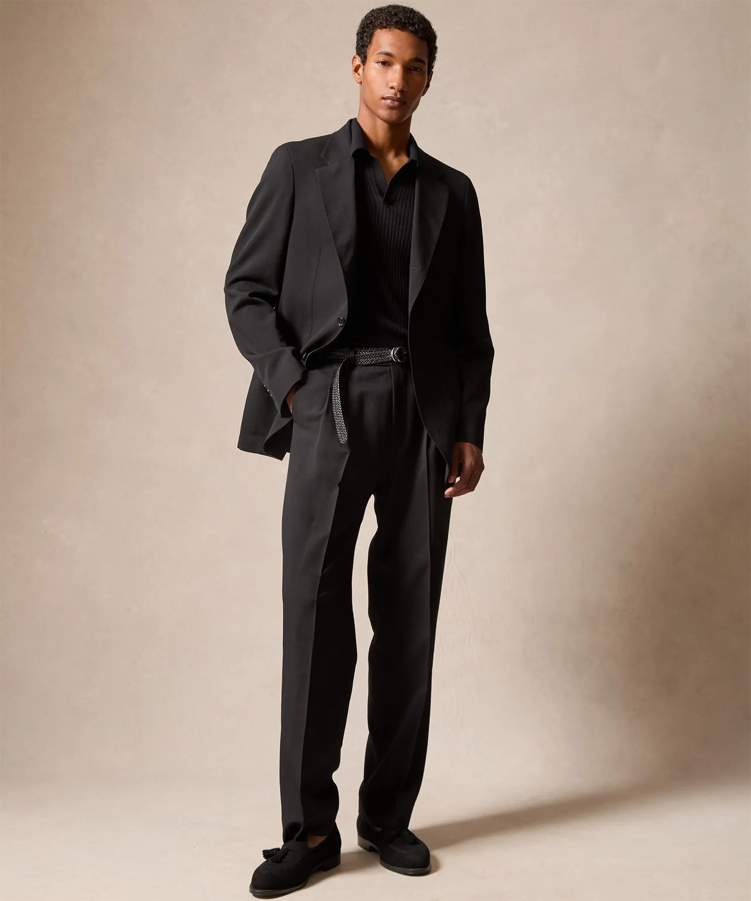 Italian Gabardine Wythe Suit in Black