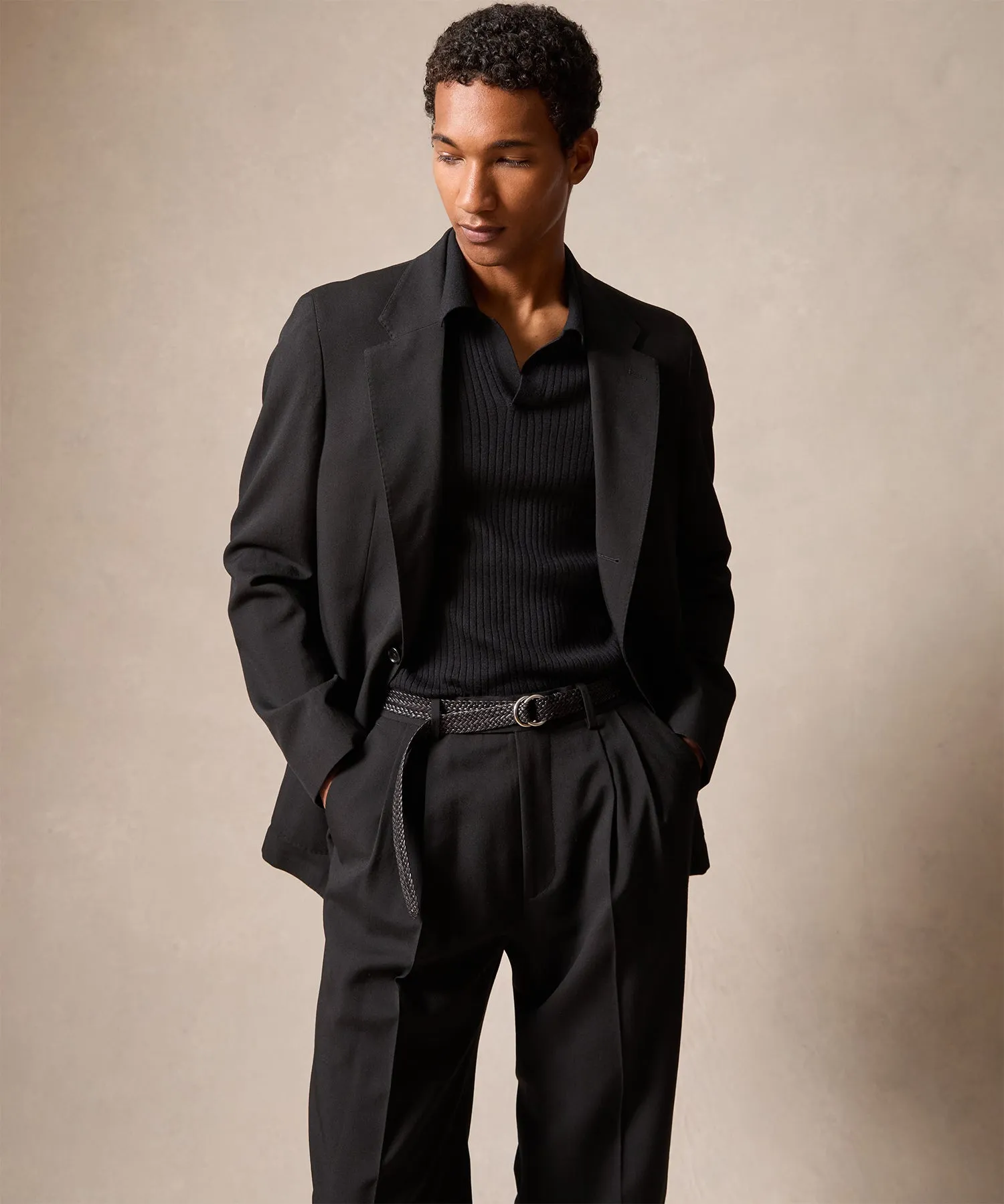 Italian Gabardine Wythe Suit in Black