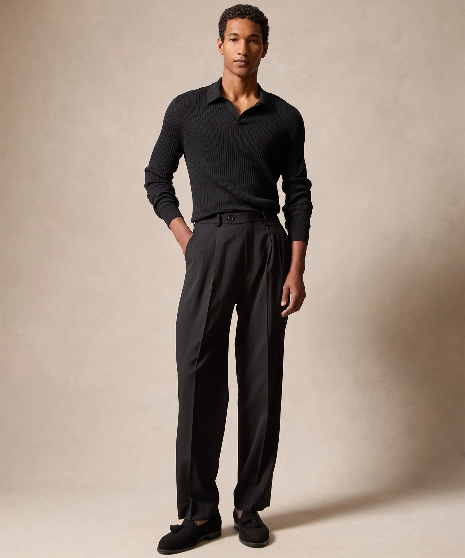 Italian Gabardine Wythe Suit in Black