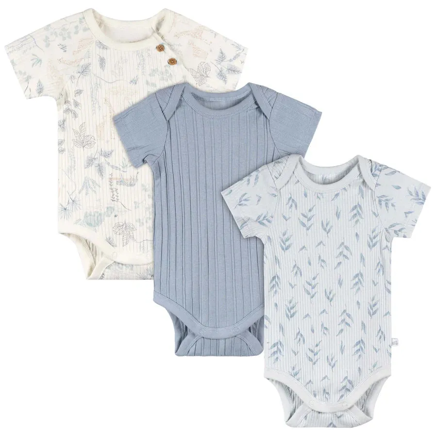 Just Born 3 Pack Bodysuits - Blue