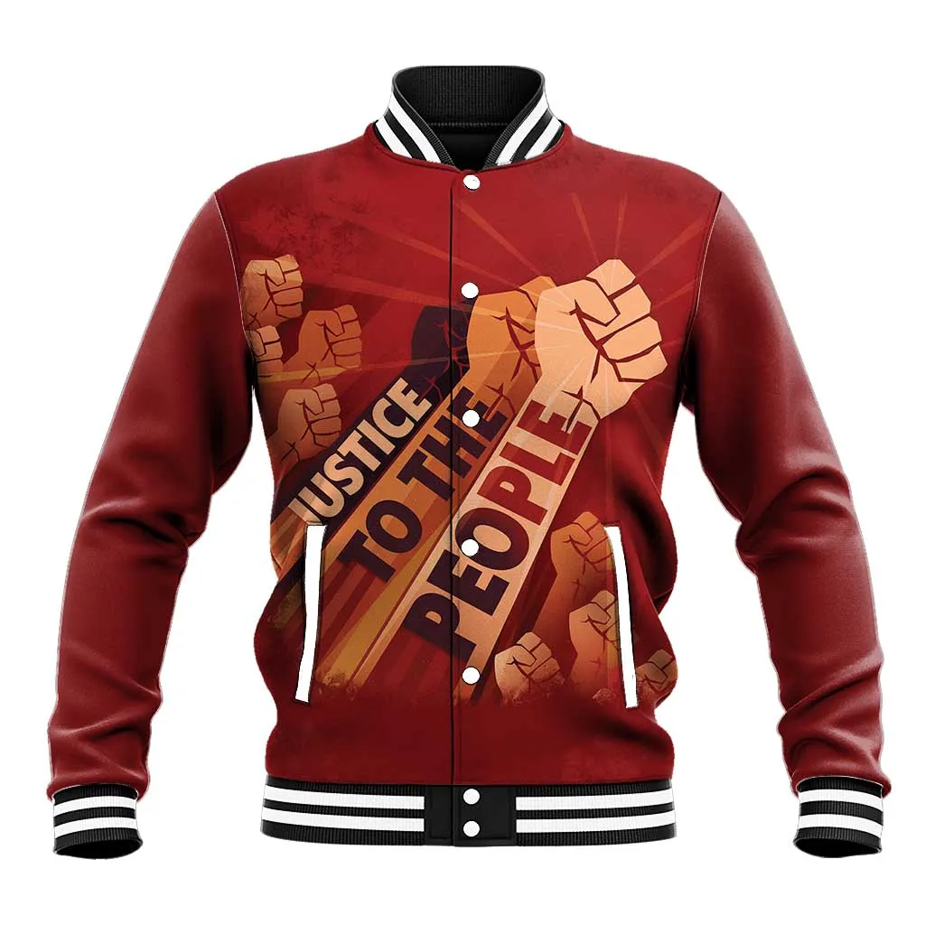 Justice To The People Africa Baseball Jacket Afro Raised Fist DT03