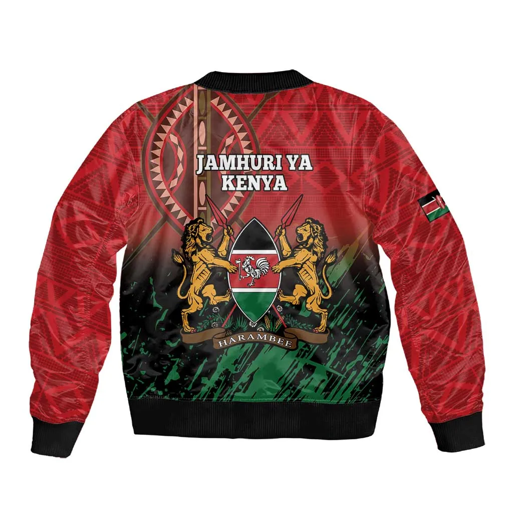 Kenya Independence Day Sleeve Zip Bomber Jacket Jamhuri ya Kenya 1963 - African Pattern LT14