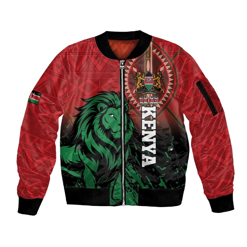 Kenya Independence Day Sleeve Zip Bomber Jacket Jamhuri ya Kenya 1963 - African Pattern LT14