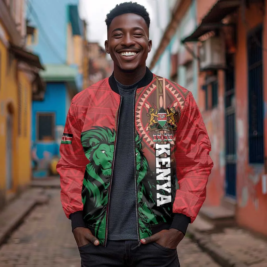 Kenya Independence Day Sleeve Zip Bomber Jacket Jamhuri ya Kenya 1963 - African Pattern LT14