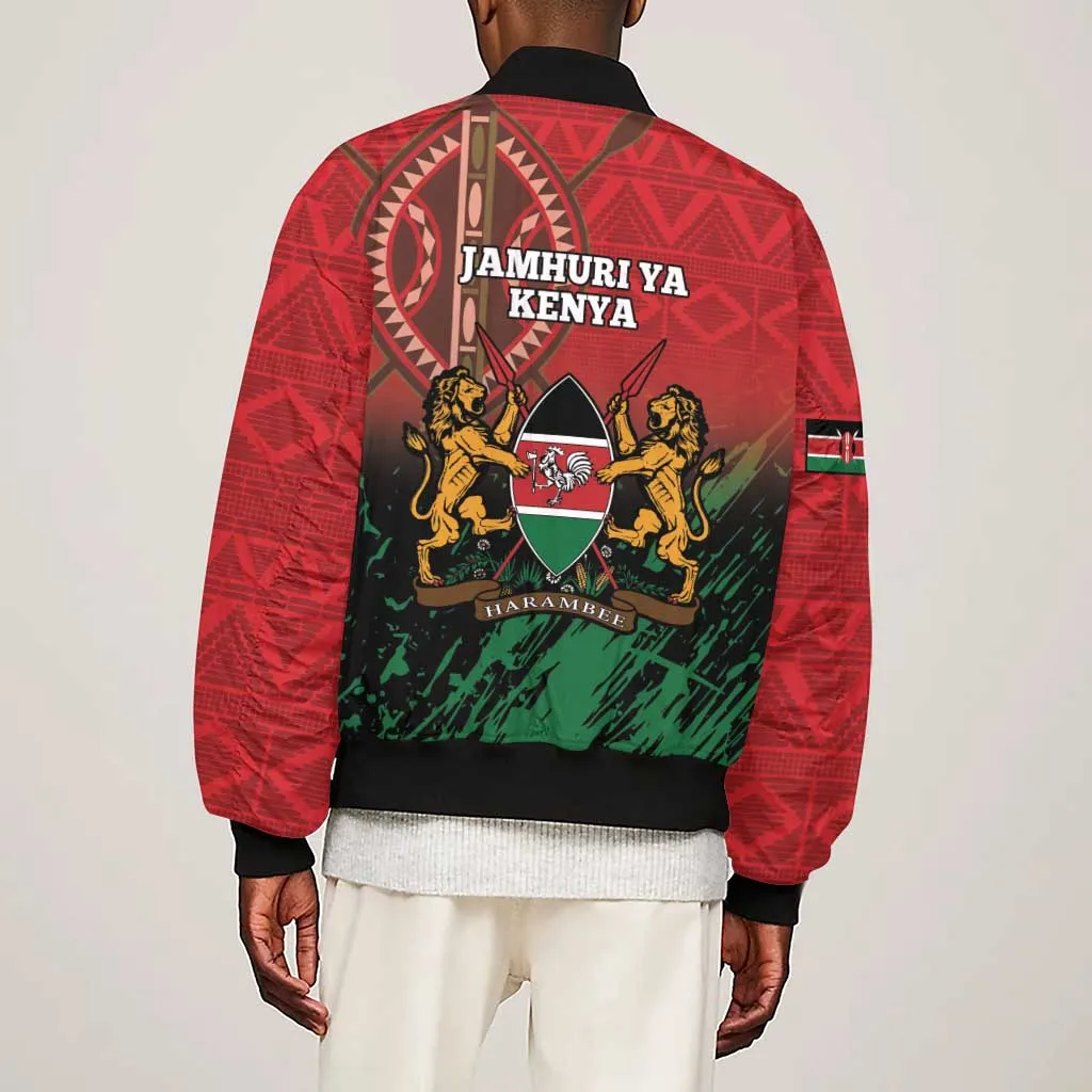 Kenya Independence Day Sleeve Zip Bomber Jacket Jamhuri ya Kenya 1963 - African Pattern LT14