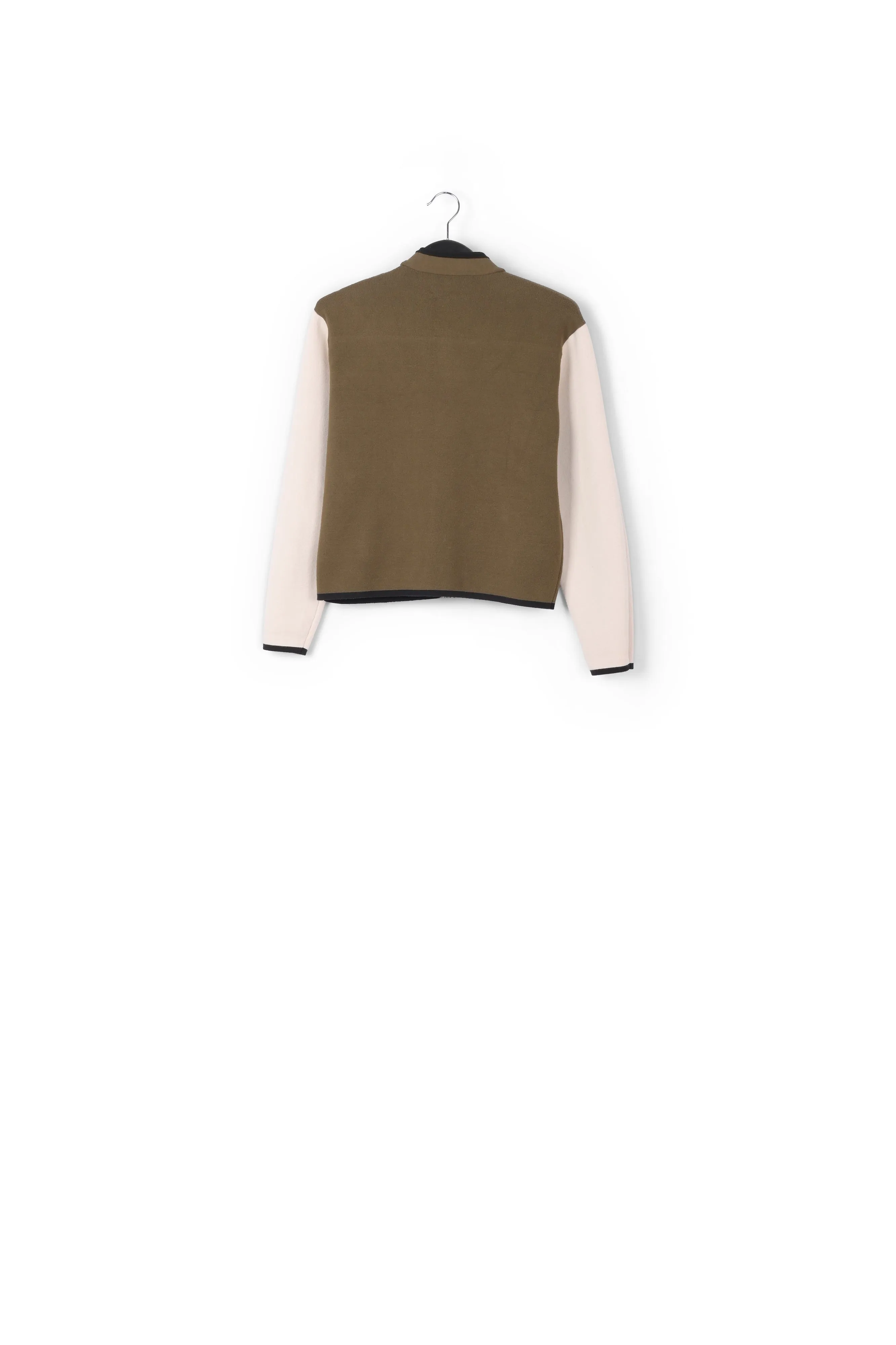 Khaki and off-white utility-inspired knit jacket