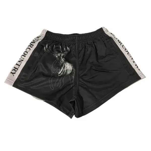 Kids Footy Shorts- BLACK & WHITE STAG