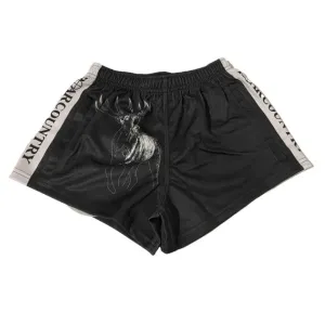 Kids Footy Shorts- BLACK & WHITE STAG
