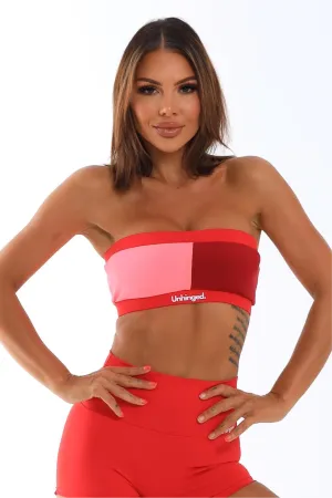 Kiki Bandeau Strapless Crop : Ruby Red