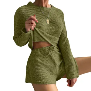 Knitted Two Piece Pajama Set with Long Sleeves