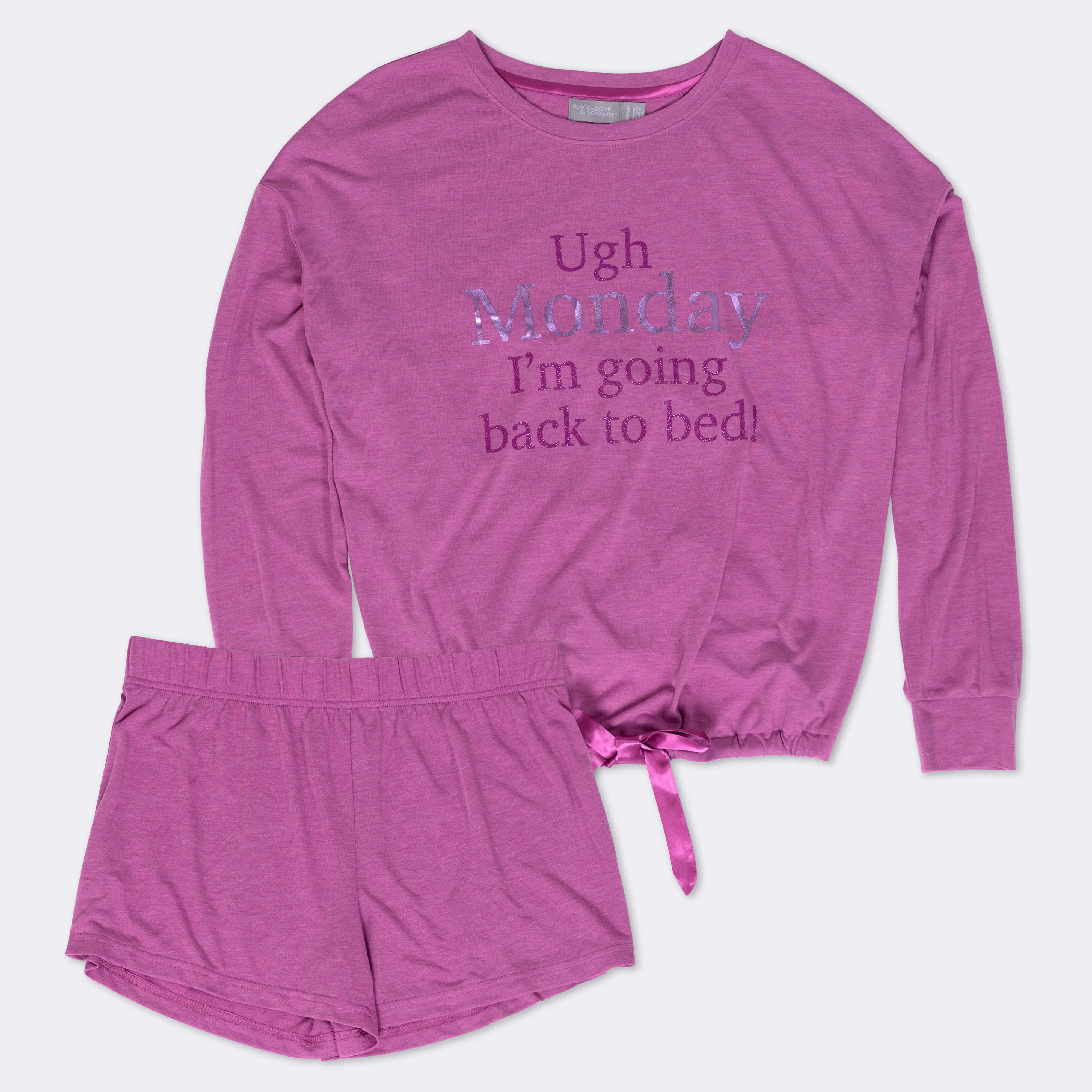 Ladies' 2-PC Pink Long Sleeve Boxer Set