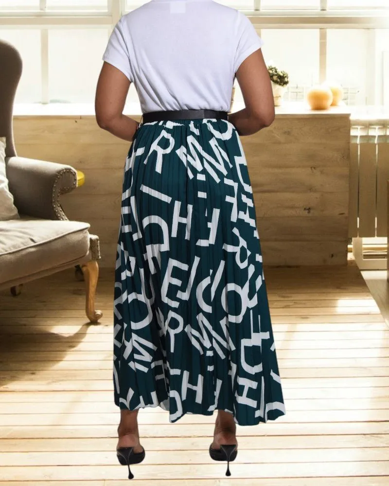 Ladies Green Alphabet Pocket Skirt