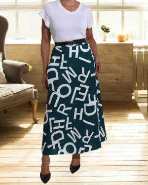 Ladies Green Alphabet Pocket Skirt