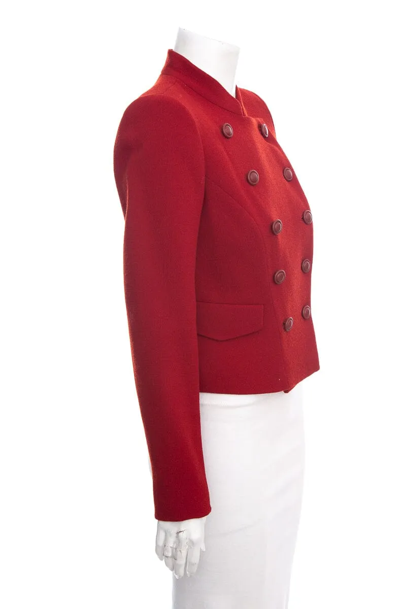 Lafayette 148 Red Cropped Button Up Jacket SZ 2